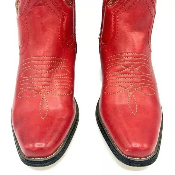 Lime Light Vtg Red Embroidery Studded Cowboy Boots Rare - Picture 4 of 12